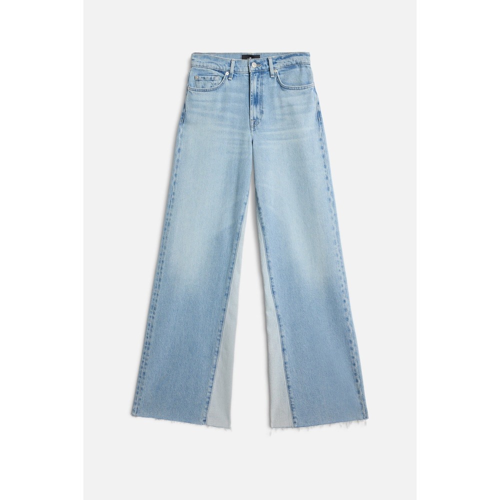 7 For All Mankind Paneled Lotta Wide Leg Jeans Seabreeze Blue Size 28 NWT - Picture 1 of 8